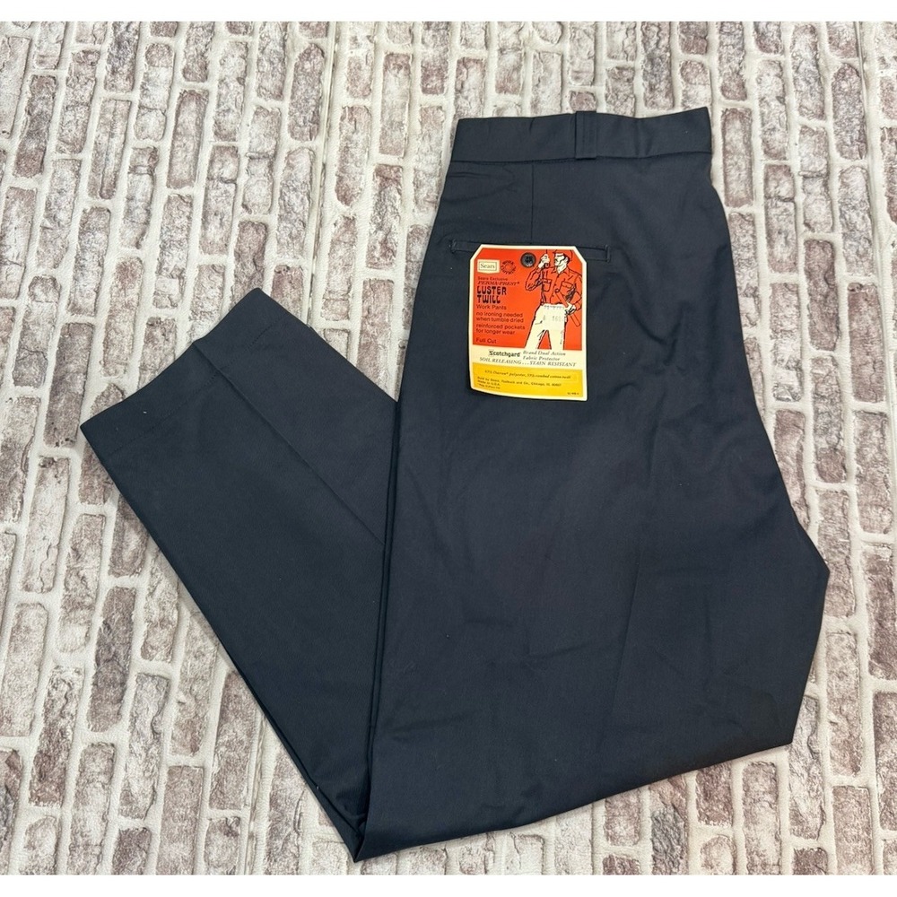 NOS VTG 60s Sears Gray Workwear Perma Prest Pants 40x28 Dacron Talon Zip Luster